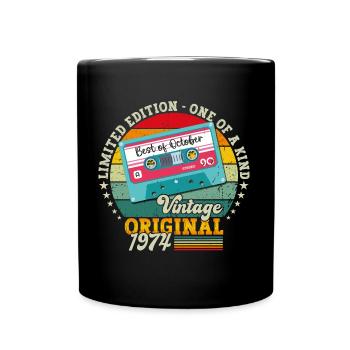 49th Birthday Retro Cassette Best of October 1974 - Full Colour Mug - black - Front