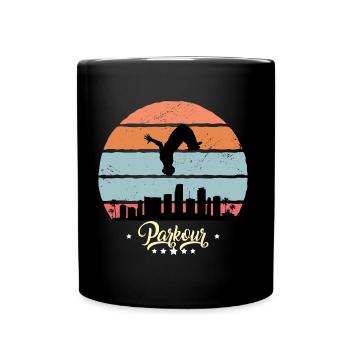 Parkour & Freerunning Vintage Retro Sunset Sport - Full Colour Mug - black - Front