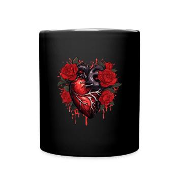 Heart Rose Illustration - Full Colour Mug - black - Front