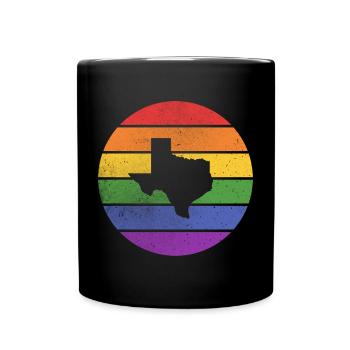 Regenbogenkarten-Design für stolze LGBT+ Texaner - Tasse einfarbig - Schwarz - Vorne