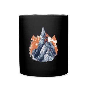 Bergsteiger beim Gipfelaufstieg - Tasse einfarbig - Schwarz - Vorne