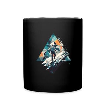 Geometrischer Bergsteiger im Polygonstil - Tasse einfarbig - Schwarz - Vorne