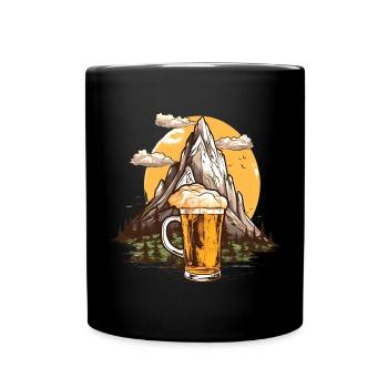 Bergsteiger Bier Motiv - Tasse einfarbig - Schwarz - Vorne