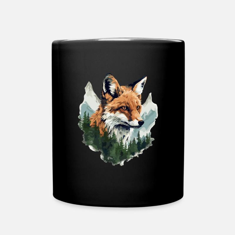Fuchs Wald Berge Füchse Natur Bäume Tiere - Tasse einfarbig - Schwarz