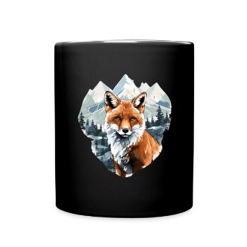 Füchse Fuchs Wald Winter Berg Natur Tiere - Tasse einfarbig - Schwarz - Vorne