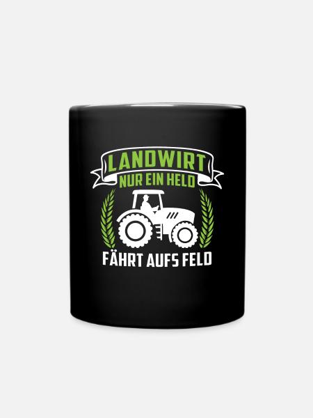 Landwirt nur ein held fährt aufs Feld - Tasse einfarbig - Schwarz