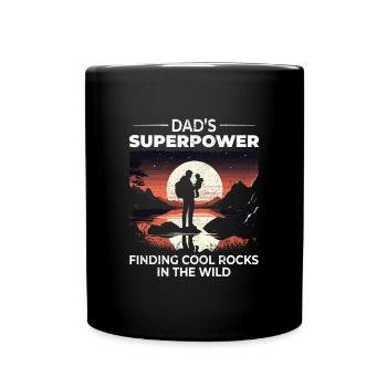 Stein Sammeln Papa Sonnenuntergang Berg Natur Familie - Tasse einfarbig - Schwarz - Vorne