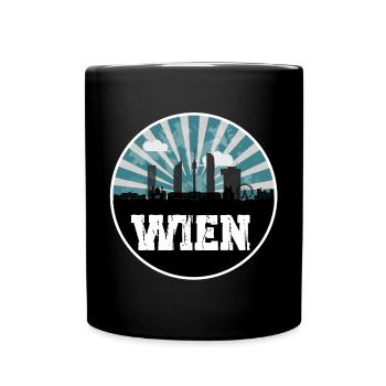 Wien Blue Hour Skyline - Tasse einfarbig - Schwarz - Vorne