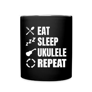 Eat Sleep Ukulele Repeat - Full Colour Mug - black - Front