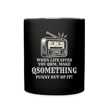 Vintage Radio Aesthetic with a Humorous QSOmething - Full Colour Mug - black - Front