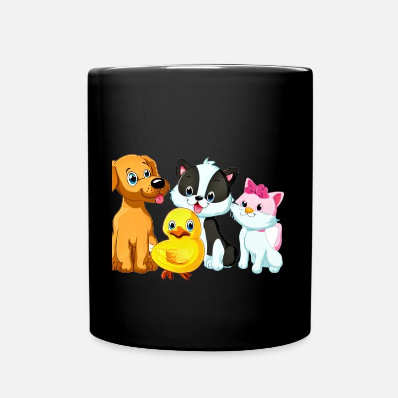 adorable chiot chat canard illustration - Mug uni - noir