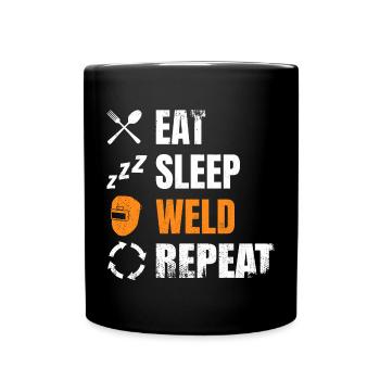 Manger, dormir, souder, répéter - Mug uni - noir - Devant