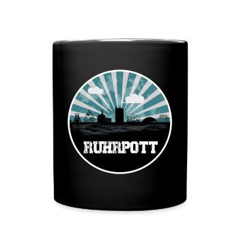 Ruhrpott Blue Hour Skyline - Tasse einfarbig - Schwarz - Vorne