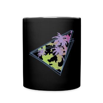 Tier Kuh Geschenk Tropisches Vaporwave Kuh Muster - Tasse einfarbig - Schwarz - Vorne