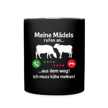 ich muss kühe melken - Tasse einfarbig - Schwarz - Vorne
