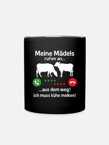 ich muss kühe melken - Tasse einfarbig - Schwarz