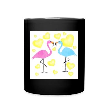 Verliebte Flamingos - Tasse einfarbig - Schwarz - Vorne