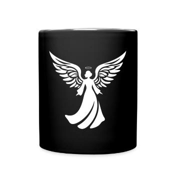 engel silhouette weihnachten heiligenschein - Tasse einfarbig - Schwarz - Vorne