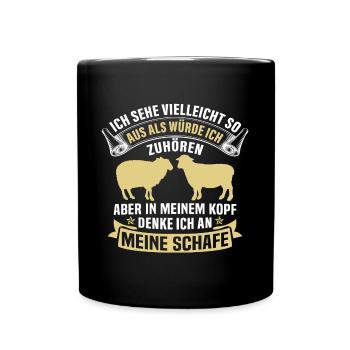 denke ich an meine schafe - Tasse einfarbig - Schwarz - Vorne