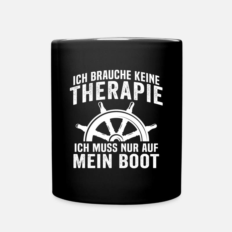 ich muss nur auf mein boot - Tasse einfarbig - Schwarz