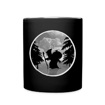 Knecht Ruprecht im Scherenschnitt Stil Weihnachten - Tasse einfarbig - Schwarz - Vorne