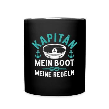 Kapitän Mein Boot Meine Regeln - Tasse einfarbig - Schwarz - Vorne