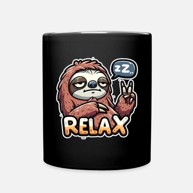 Faultier relaxen chillen und ausruhen - Tasse einfarbig - Schwarz