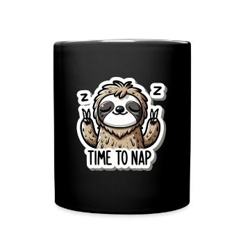 Time to Nappen Sloth Sticker - Full Colour Mug - black - Front