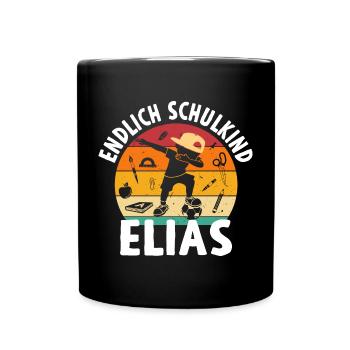 Endlich Schulkind Noah Dabbing Schüler - Tasse einfarbig - Schwarz - Vorne