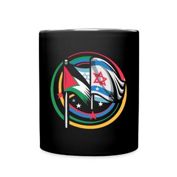 Unity for Peace Flags of Israel Palestine - Full Colour Mug - black - Front