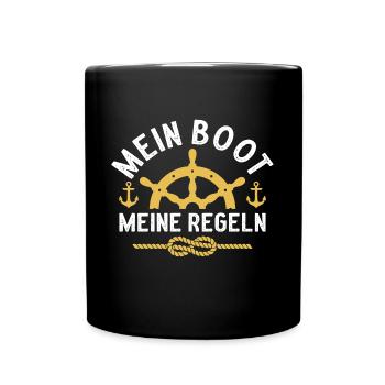 mein boot meine regeln bootfahren - Tasse einfarbig - Schwarz - Vorne