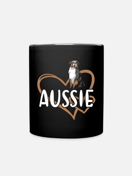 Dog Aussie Heart - Tasse einfarbig - Schwarz