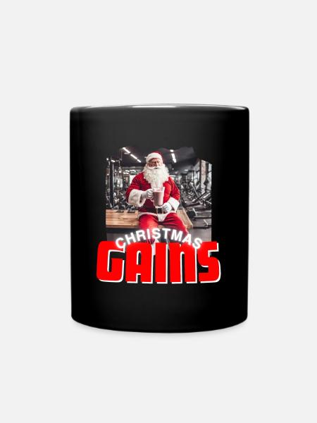 Christmas Gains Gym - Tasse einfarbig - Schwarz