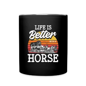 Cavalier de calèche tiré par des chevaux - Mug uni - noir - Devant