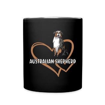 Dog Aussie Heart - Tasse einfarbig - Schwarz - Vorne