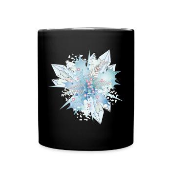 branche de houx bleuâtre avec des cristaux - Mug uni - noir - Devant