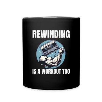 Muskelbetriebene Kassette Rewind 80er Jahre Fitness-Workout - Tasse einfarbig - Schwarz - Vorne