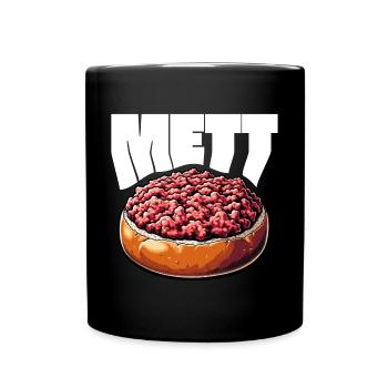 GourMETT - Design für Mettbrötchen Liebhaber - Tasse einfarbig - Schwarz - Vorne
