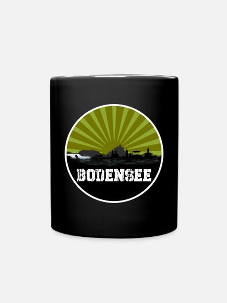 Bodensee Retro Skyline - Tasse einfarbig - Schwarz