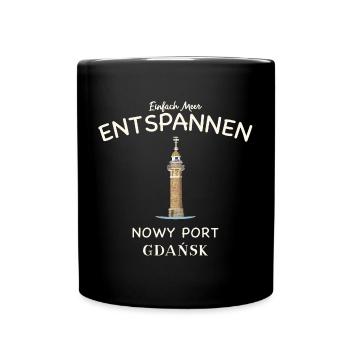 Danzig Leuchtturm Meer Entspannen Polen Zeichnung - Tasse einfarbig - Schwarz - Vorne