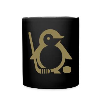 Minimalistischer Pinguin Eishockeyspieler - - Tasse einfarbig - Schwarz - Vorne