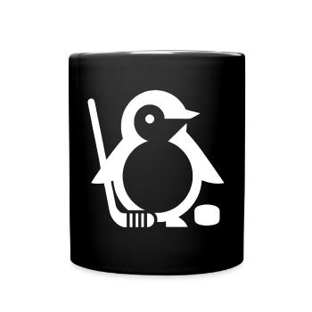 Minimalistischer Pinguin Eishockeyspieler - - Tasse einfarbig - Schwarz - Vorne