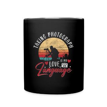 Appareil photo photographie objectif battement de cœur - Mug uni - noir - Devant