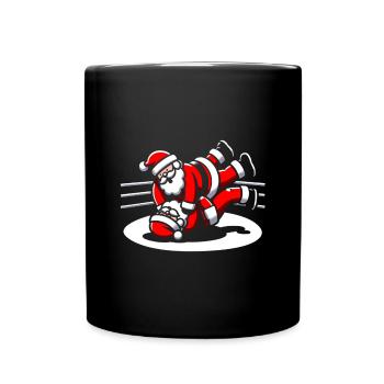 Noël Lutte Père Noël Lutteur - Mug uni - noir - Devant