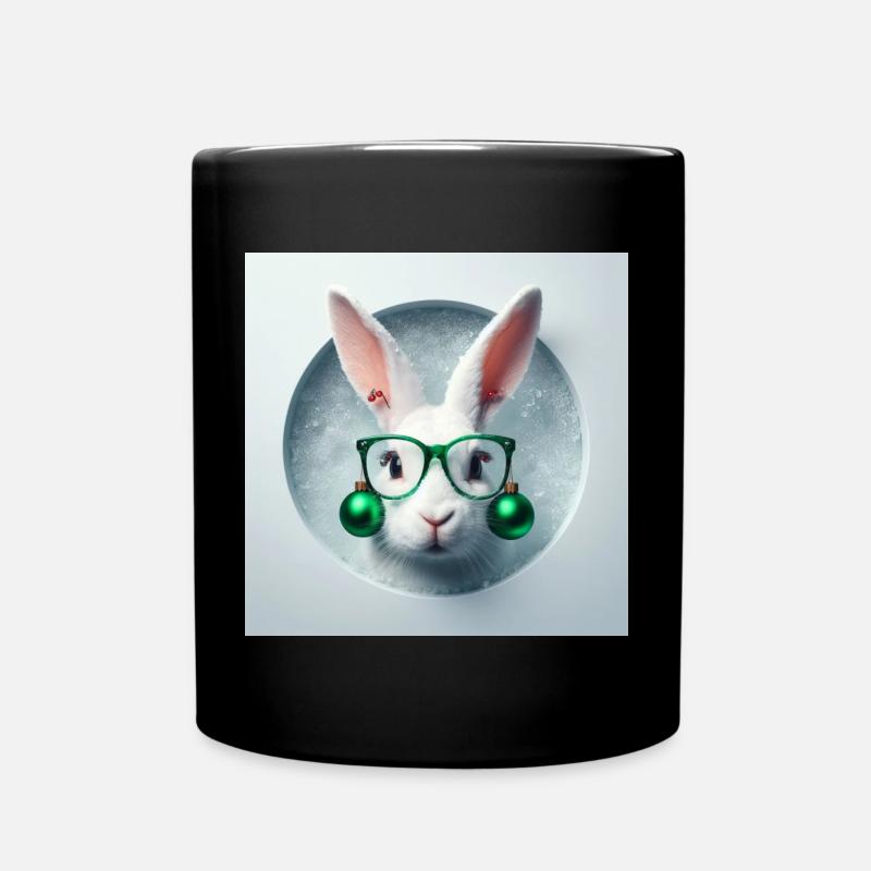 Osterhase mit grüner Weihnachtsdeko - Tasse einfarbig - Schwarz