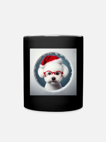 Bichon Frisé Hund als Weihnachtsmann - Tasse einfarbig - Schwarz