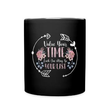 Zeit Lebenszeit Zeitlos - Tasse einfarbig - Schwarz - Vorne