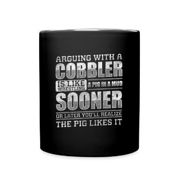 Schuhmacher Schuh Leder Original - Tasse einfarbig - Schwarz - Vorne