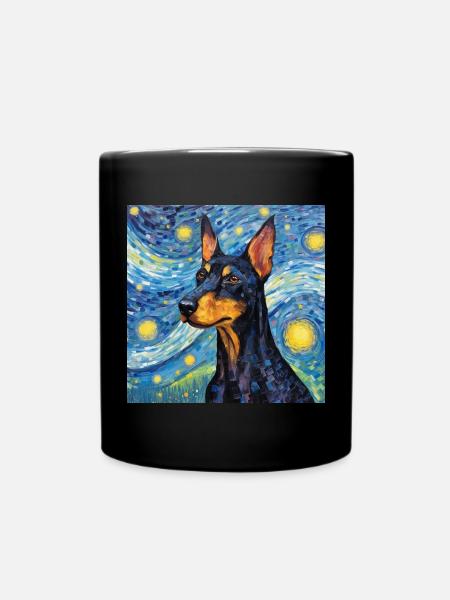 Dobermann Sternennacht - Tasse einfarbig - Schwarz
