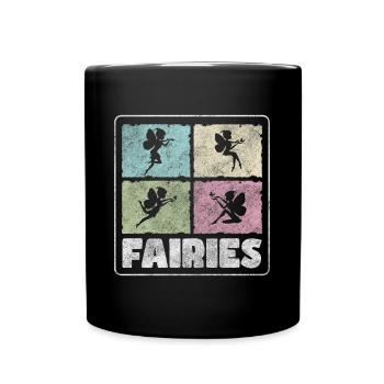 Elfe Märchen Prinzessin Zauberstab - Tasse einfarbig - Schwarz - Vorne